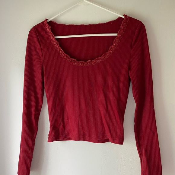 Red Crop Long Sleeve - Picture 2 of 4